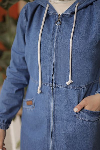 InStyle Džíny Ferace s kapucí na zip - modré