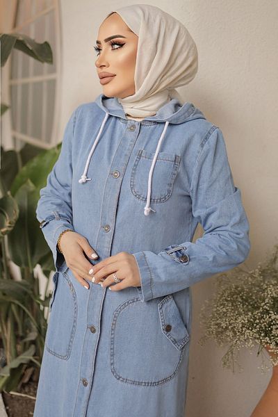 InStyle Hooded Jeans with Pockets Ferace - Light Blue