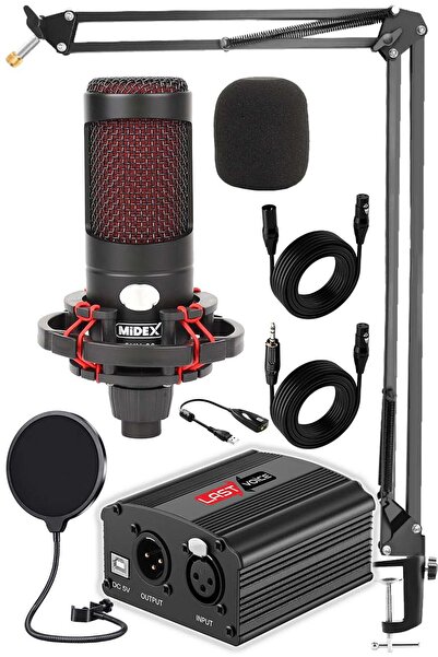 Midex Cxn-30 Paket-3 +48v Phantomlu Mikrofon Stand Seti