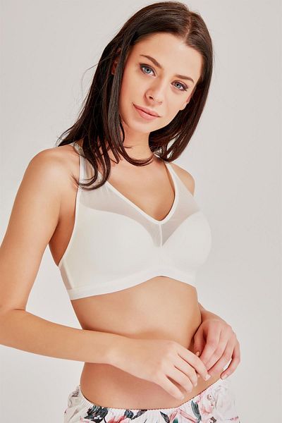 Magic Form Tulle Non-wired Thin Sponge Gathering Bra - 4636