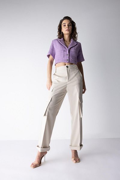 DeFacto Cargo Fit High Waist Straight Leg Trousers with Cargo Pockets A1572ax23sm