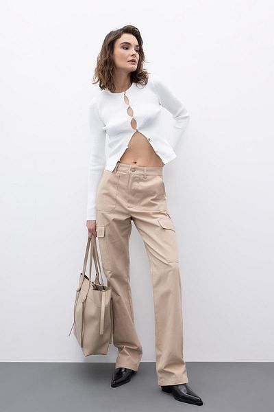DeFacto Cargo Fit Gabardine dlouhé 100% bavlněné kalhoty A2108ax23sp