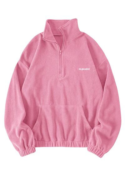 GHASSY CO. Ghassy Co. Γυναικεία φούτερ Fleece με φερμουάρ με τσέπη καγκουρό