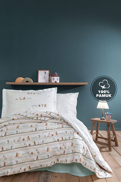 Yataş Mini Nutta Single Ranforce 100% Cotton Duvet Cover Set - Sage