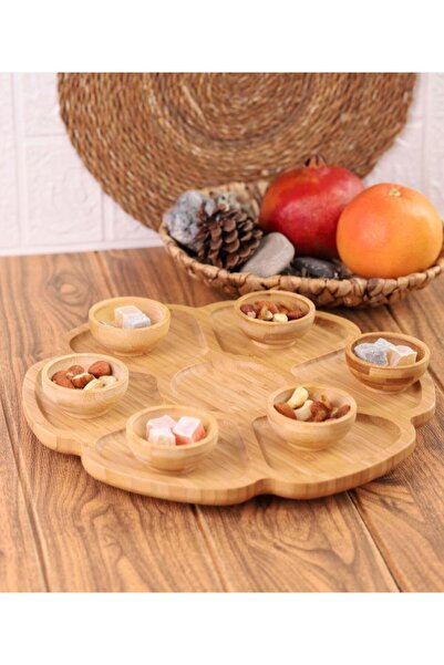 Atbyhome Bambum - 7 Parça Mini Sosluklu Dönen Servis Tabağı