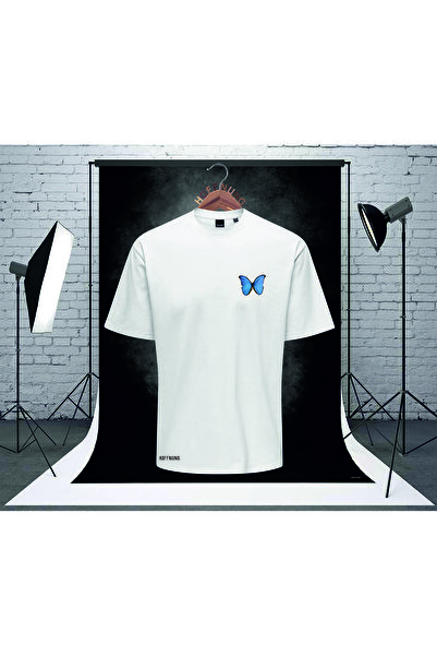 HOFFNUNG Μπλουζάκι μπλε πεταλούδα Unisex με τύπωμα