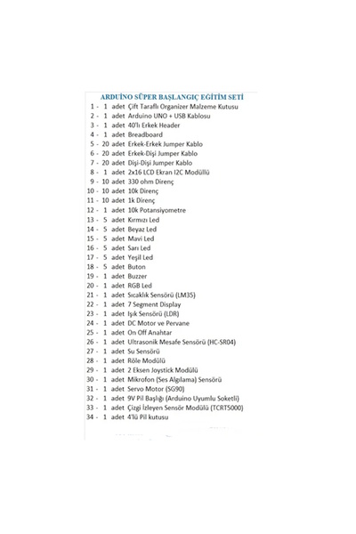 Ponemio Arduino Robotik Kodlama Süper Başlangıç Seti