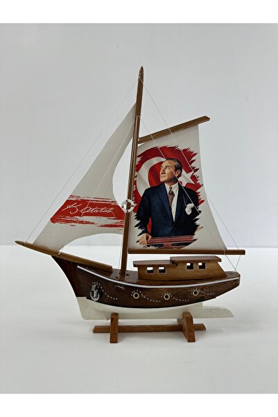 AYHAN KOTRA Atatürk Ve Anıtkabir Baskılı Bez Yelkenli, Ahşap Maket Gemi Modeli Ev, Ofis Hediye Ve Aksesuar