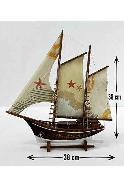 AYHAN KOTRA AHŞAP GEMİ MODELİ BEZ YELKENLİ GEMİ MAKETİ EV VE OFİS HEDİYESİ Kİ...