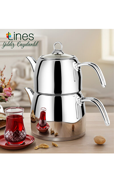 Lines Yıldız Stainless Steel Teapot - Mega Size