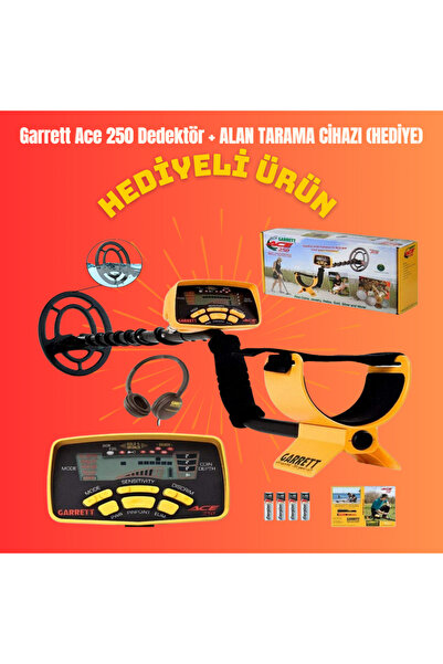 garrett Ace 250 Değerli Metal, Altın, Define Dedektörü + Hediye Zemin Tarama Cihazı