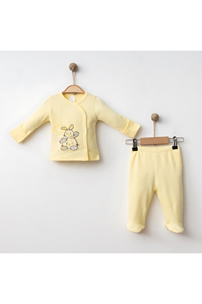 Rise Raba Baby Girl Set 100% Cotton Long Sleeve Pink Rabbit Printed Baby Paja...