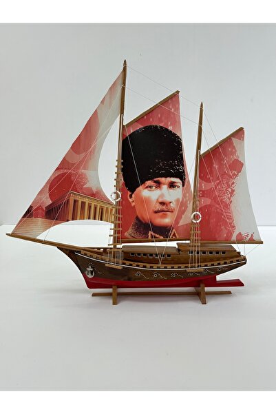 AYHAN KOTRA Atatürk Ve Anıtkabir Baskılı Bez Yelkenli, Ahşap Maket Gemi Model Ev, Ofis Hediye Ve Aksesuar