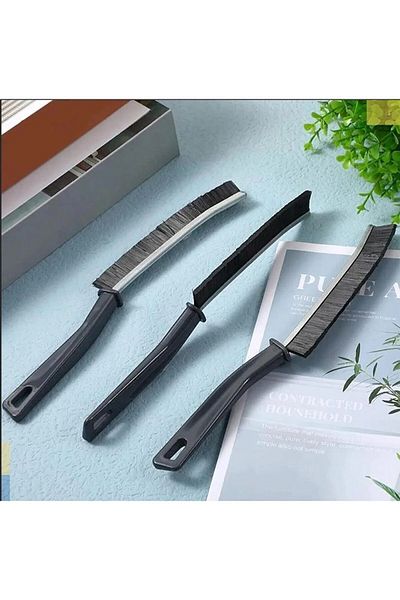 Orvila 3-Piece Fine Detailed Cleaning Brush| Narrow Corner Bristle Handle Brush Bathroom Kitchen 23 Cm