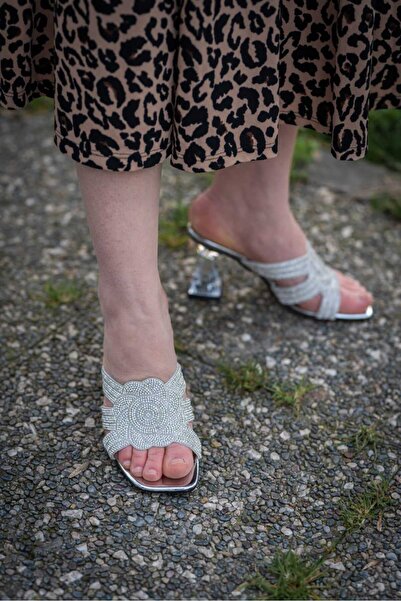 Weynes Γυναικείες κομψές παντόφλες καθημερινά με διάφανο τριαντάφυλλο με λευκό τακούνι Wsb0742