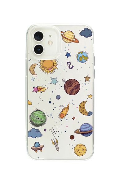 butikcase حافظة هاتف آيفون 12 كواكب شفافة