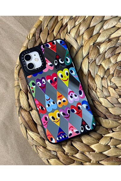 Iphone 11 (6.1 inch) Compatible Casefity Mirrored Case Premium Cover with Colorful Smiling Heart Pattern