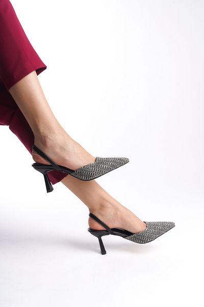 MARSEDO Pantofi Stiletto de zi cu zi pentru femei, cu toc deschis, cu vârf ascuțit