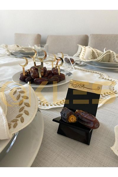 MODAT Gold and black dates 6 pieces dates plate Ramadan Ramadan ornament dates presentation table decoration delight bowl