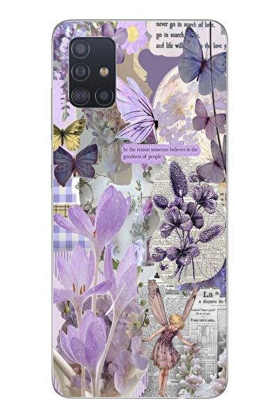 Magic Ring Samsung Galaxy M31S Uyumlu Lavanta Tasarımlı Şeffaf Telefon Kılıfı