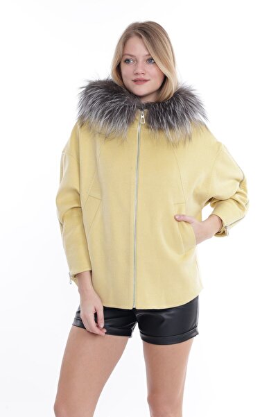 SAMUEL RHAWİ Lüks Yaka Ve Kapşonu Kürklü Kumaş Kaban