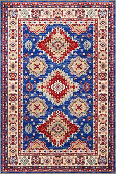 Rugs Modern Halı Covor decorativ modern vintage în tonuri de albastru 3676