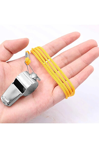Milena Life Kaliteli Sarı İpli Paslanmaz Metal Deprem Düdüğü - Hakem, Can Kur...