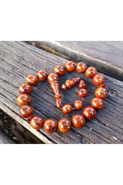 Sıkma Kehribar 17 lik sıkma kehribar tesbih 14 mm bilek boy