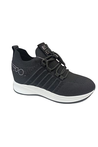 M.P. M.P 241-1669 Black High Hidden Wedge Faylon Light Sole Imported Sports Shoes