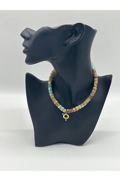 Hobimos Bead Detailed Women's Cylinder Necklace