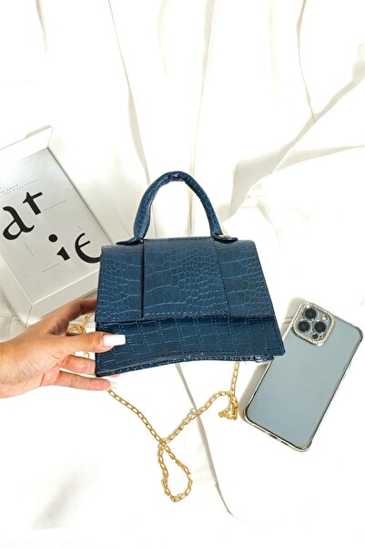 İAMBTŞY Γυναικεία τσάντα χειρός και ώμου με λουράκι από δέρμα κροκόδειλου