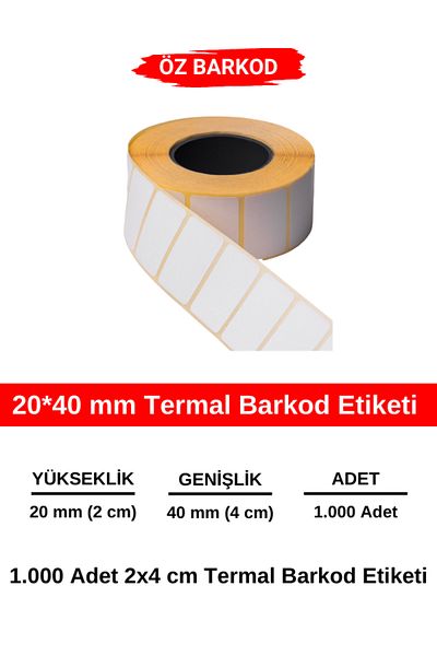 ÖZ BARKOD 20*40 Mm Barcode Label - 1000 Pieces Thermal Labels