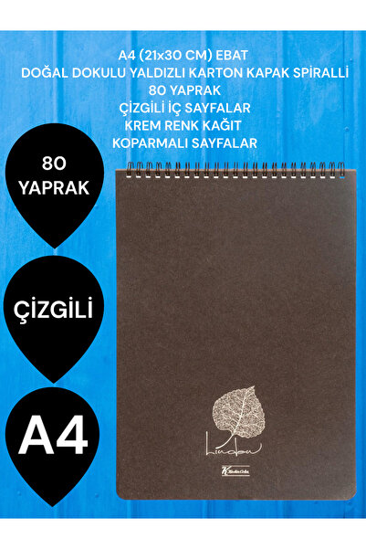 SEYFİKİRTASİYE Caiet A4 (21x30 CM) cu linii, 80 de coli, copertă din carton, ...