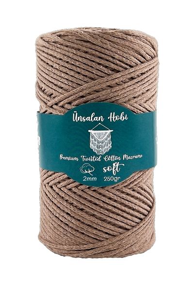 ÜNSALAN HOBİ Chain Cotton Macrame Thread Milk Coffee Chain Cotton Macrame Thread 250gr 185m 2mm