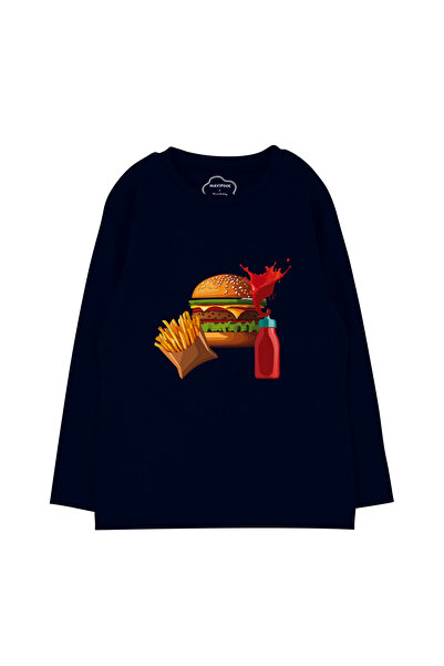 Mavipink Μακρυμάνικο μπλουζάκι αγοριού Navy Blue χρώμα 100% βαμβακερό χάμπουρ...