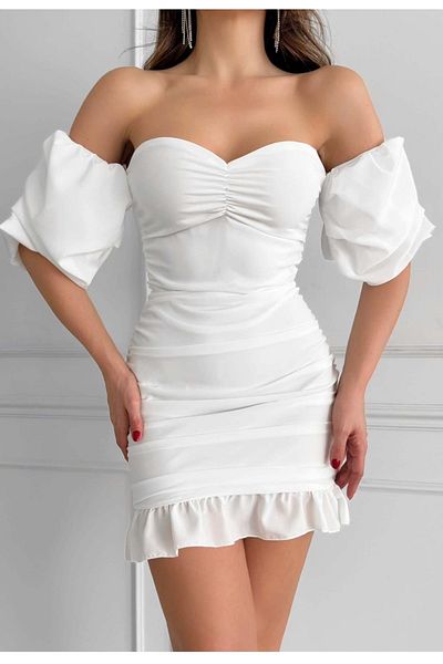 Secret Passion Lingerie Βραδινό φόρεμα με μανίκια με λεπτομέρεια κρεπ με χαμηλό μανίκι 081