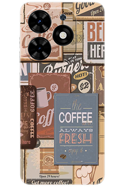 TECNO Spark GO 2024 (BG6) Uyumlu Kılıf Desen Baskılı Silikon Kahveci Tabelala...