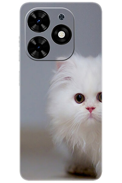 TECNO Spark GO 2024 (BG6) Uyumlu Kılıf Desen Baskılı Silikon Beyaz Kedi STK:1...