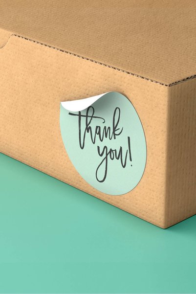 Basic Sense Thank You Sticker Teşekkürler Etiketi Su Yeşili Ambalaj Paketleme Etiketi - 3x3cm 90 Adet - ST2114