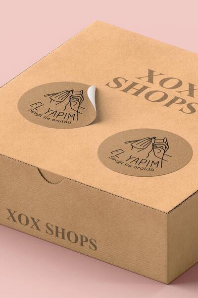 Basic Sense Sticker Kraft Görünümlü El Yapımı Yazılı Paketleme Kargo Etiketi - 3x3cm 90 Adet - ST2285