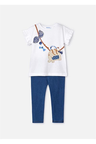 MAYORAL Γυναικείο Παιδικό T-Shirt Τζιν Κολάν 2'li Σετ Navy Blue 3706
