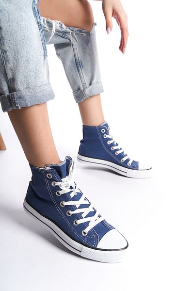 eformoda by emre yılmaz Blaue Damen Lange Leinen Sportschuhe Casual Sneakers CNV6