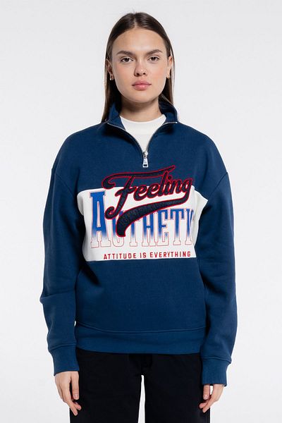 Friday Offset Hanorac unisex oversize cu semi-fermoar pentru femei Mike