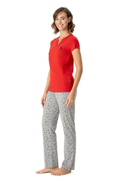 U.S. Polo Assn. U.S. Polo AssnWomen's V-Neck Short Sleeve Home Wear Pajamas Set