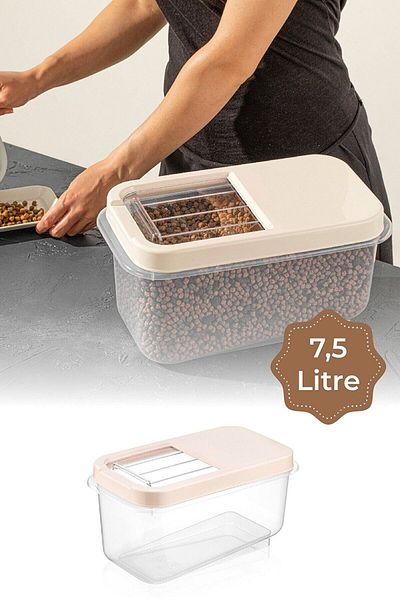 Şahane Pazar 7.5 Liter Multibox Storage Container Box Sliding Lid - Beige Fma007658