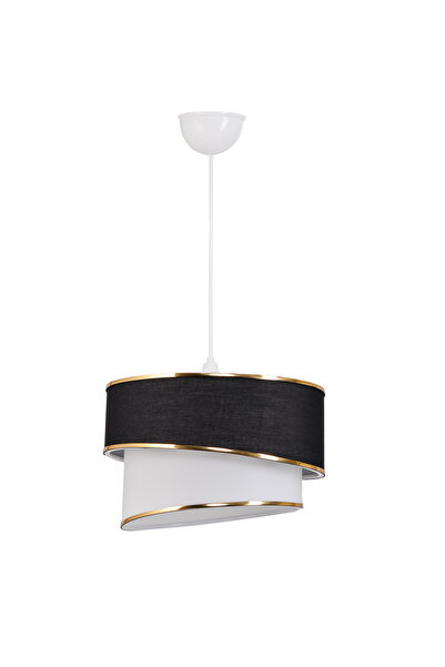 EvLight Efya 3'Lü Kristal Set Gold Metal Ayaklı Avize Seti Siyah