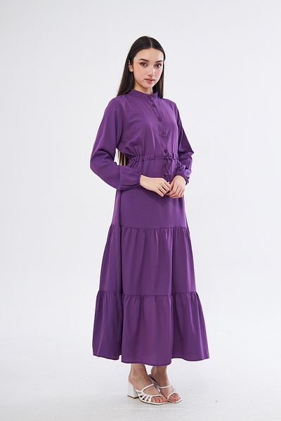 brako tekstil Women's Front Button-Buttoned Righteous Lapel Folded Dress