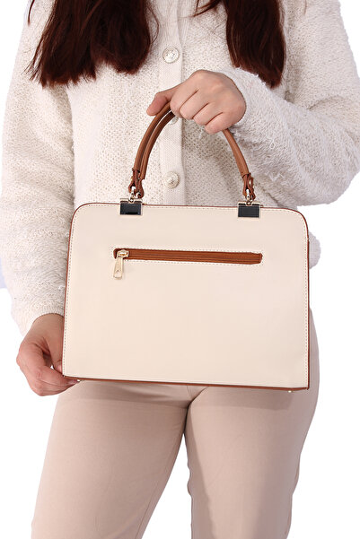 By Hakan Miami Polo Club-1188 Juniper Geantă de mână pentru femei Geantă Crossbody 3 Compartimente Crem