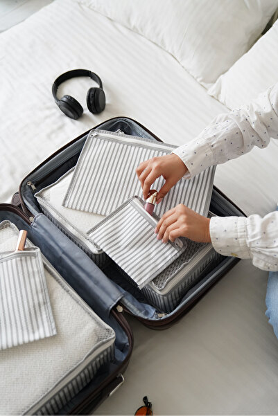 Serstil 6 részes bőröndrendező készlet - szürke kötélmintás