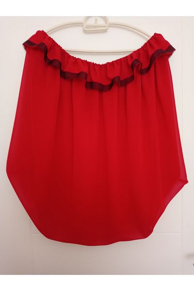 KobalBusiness Lattice tulle- Red multi chiffon + black organza ribbon rubberized M-145cm den not fit wide cages